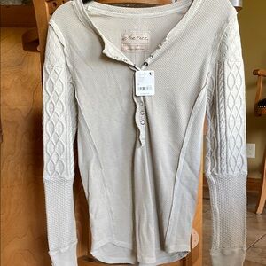 Free People Women's Cream Wafflle Top